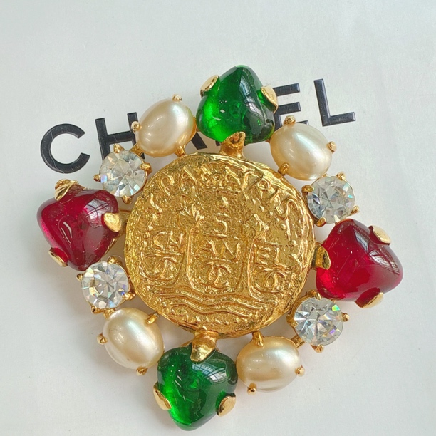 95新 Chanel/香奈儿 Chanel vintage香奈儿中古琉璃胸针