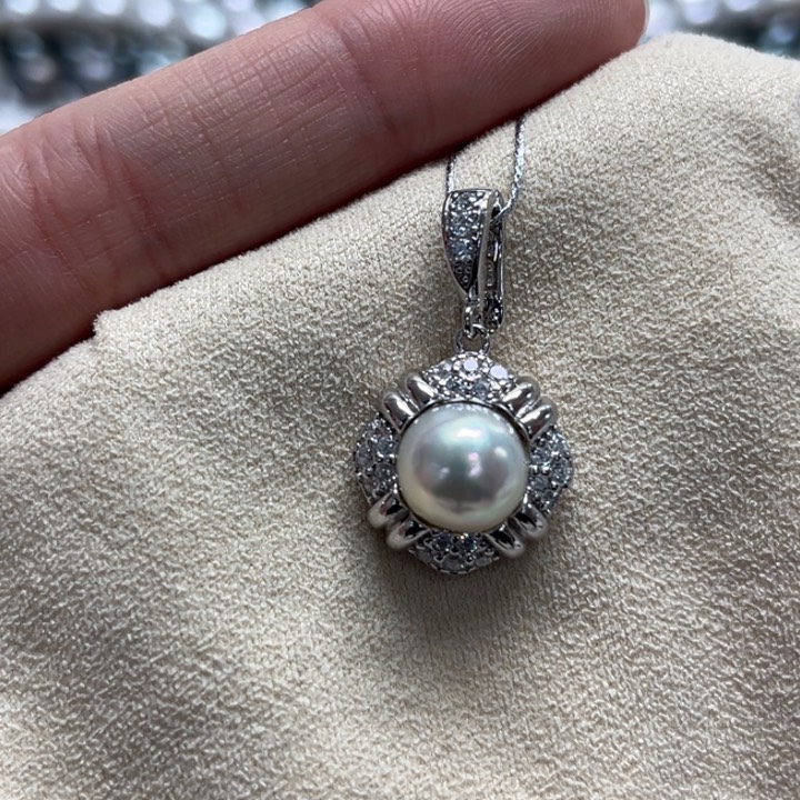 吊坠(不含链)银S925镶嵌海水珍珠AK8-9m 69号