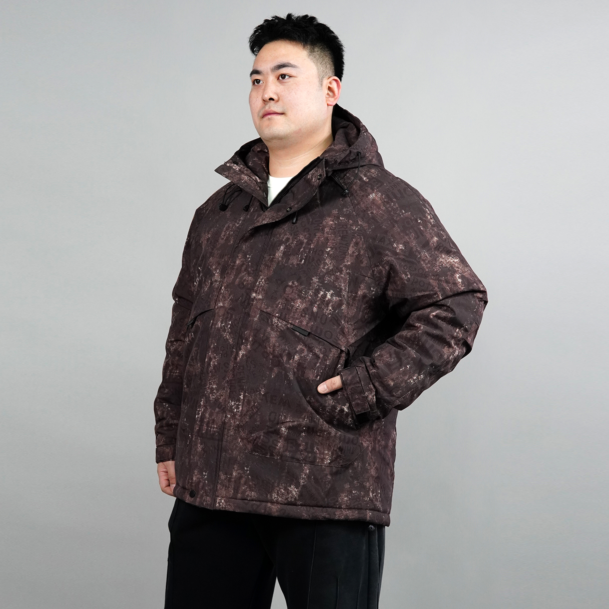 【大码棉服】保暖防风迷彩连帽休闲遮肉外套冬季2684