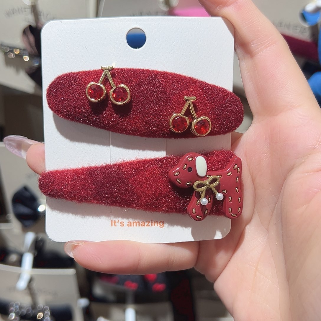 溪***哥羽毛不锈钢红色小狗掰掰夹