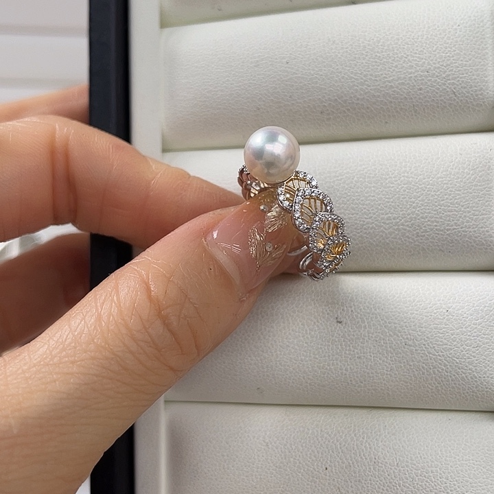 海水珍珠银S925镶嵌戒指