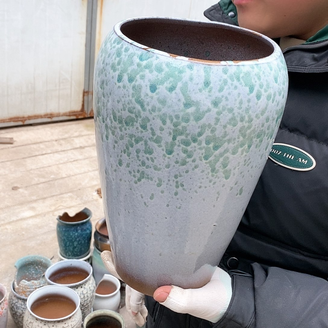 紫砂花盆瑕疵口16高29