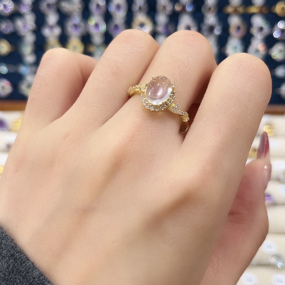 芙蓉石女款银S925镶嵌戒指