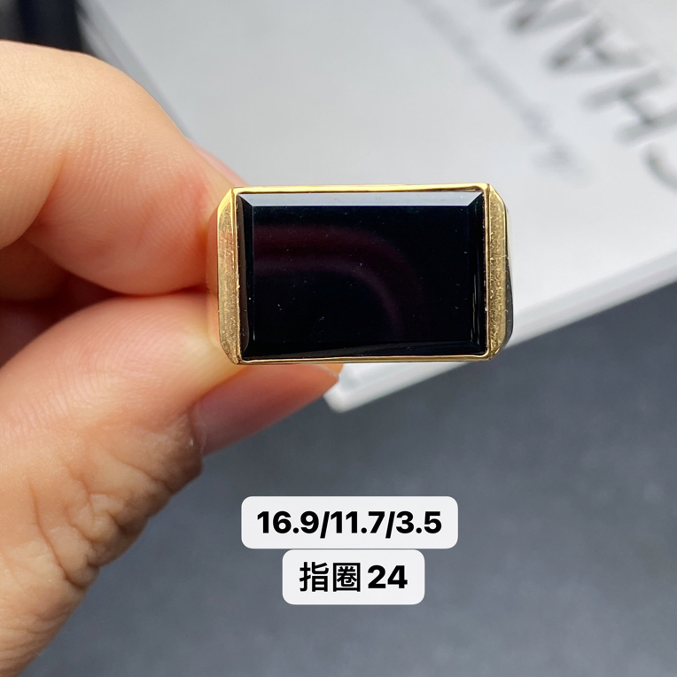 墨翠戒指 18k黄金镶嵌 品相饱满大气 