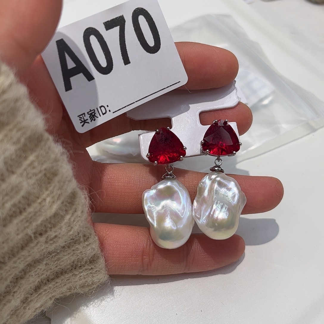 合金淡水珍珠耳饰