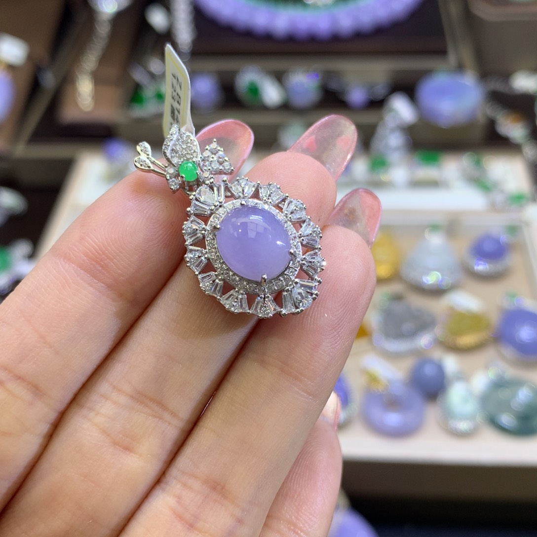 翡翠颈饰银S925镶嵌翡翠