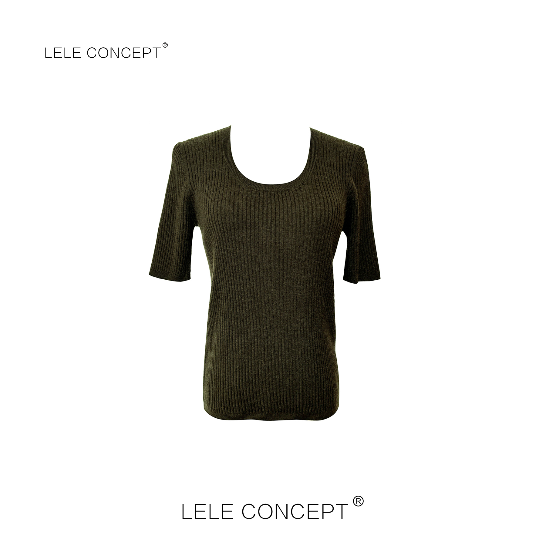 LELE CONCEPT丨【如一】都市多百搭色大圆领中袖针织衫FS25C0020Y