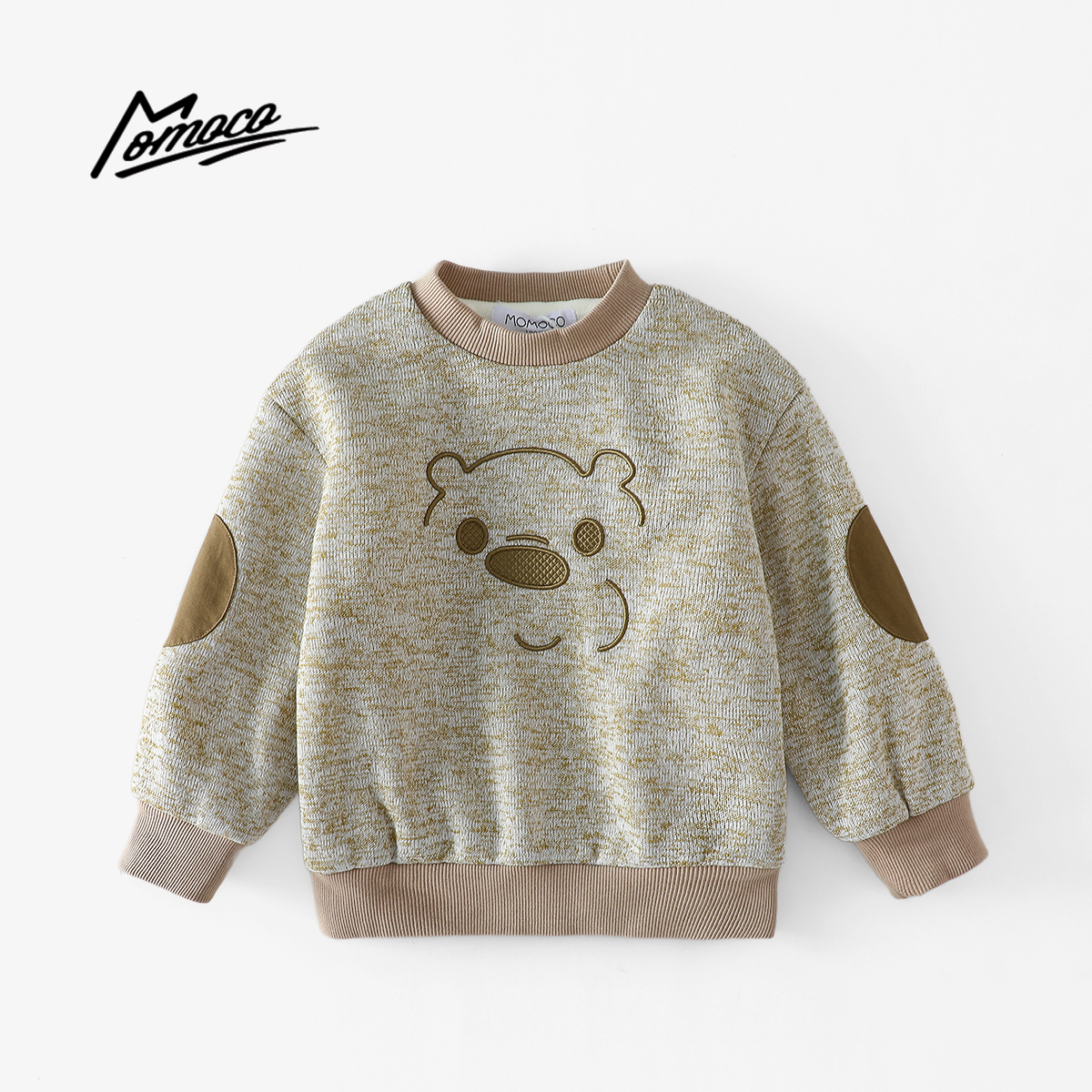 【专柜撤柜】MOMOCO冬季男童撞色绣花小熊短绒长袖卫衣75410232011
