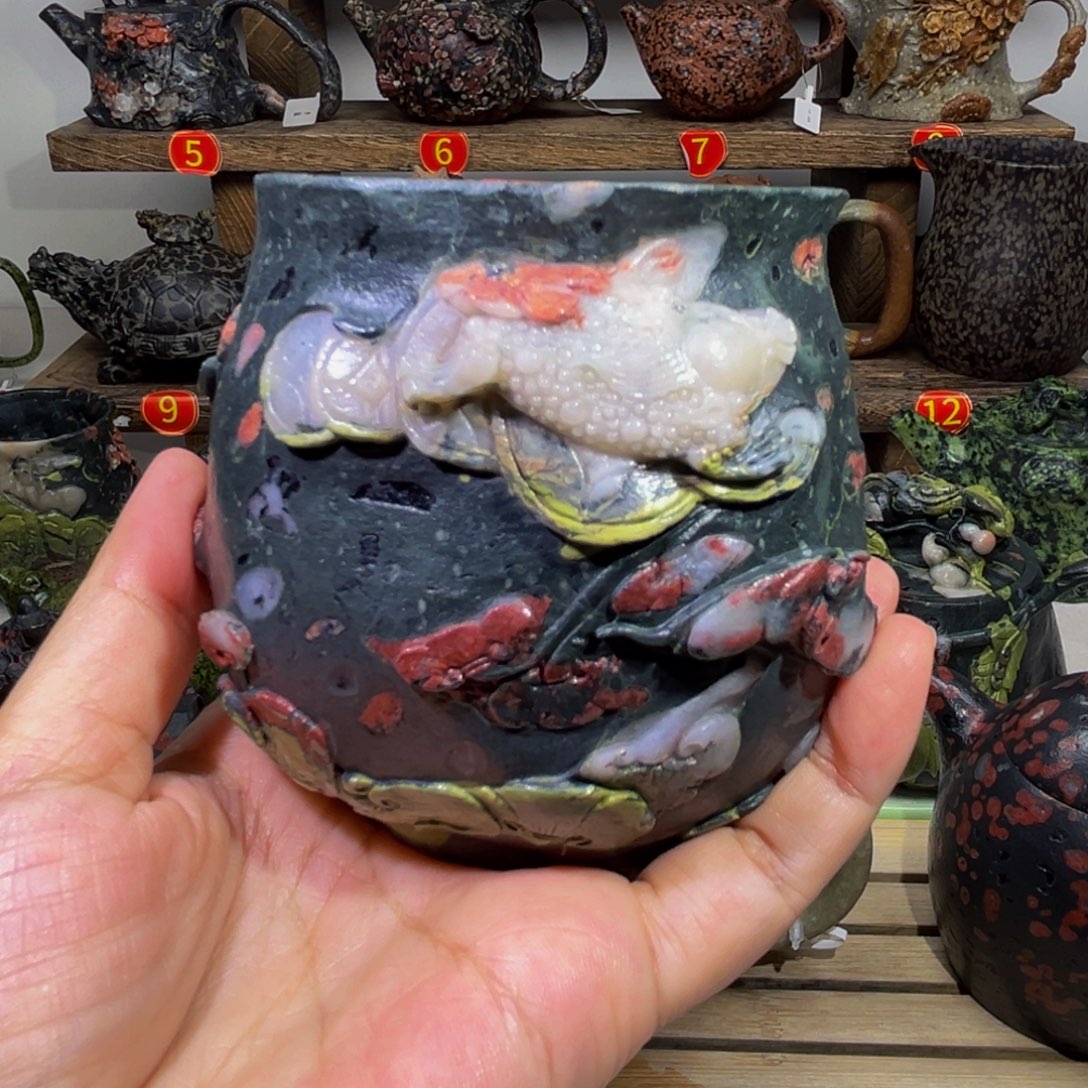 石材梅花玉安山玉俏雕精品微瑕220C