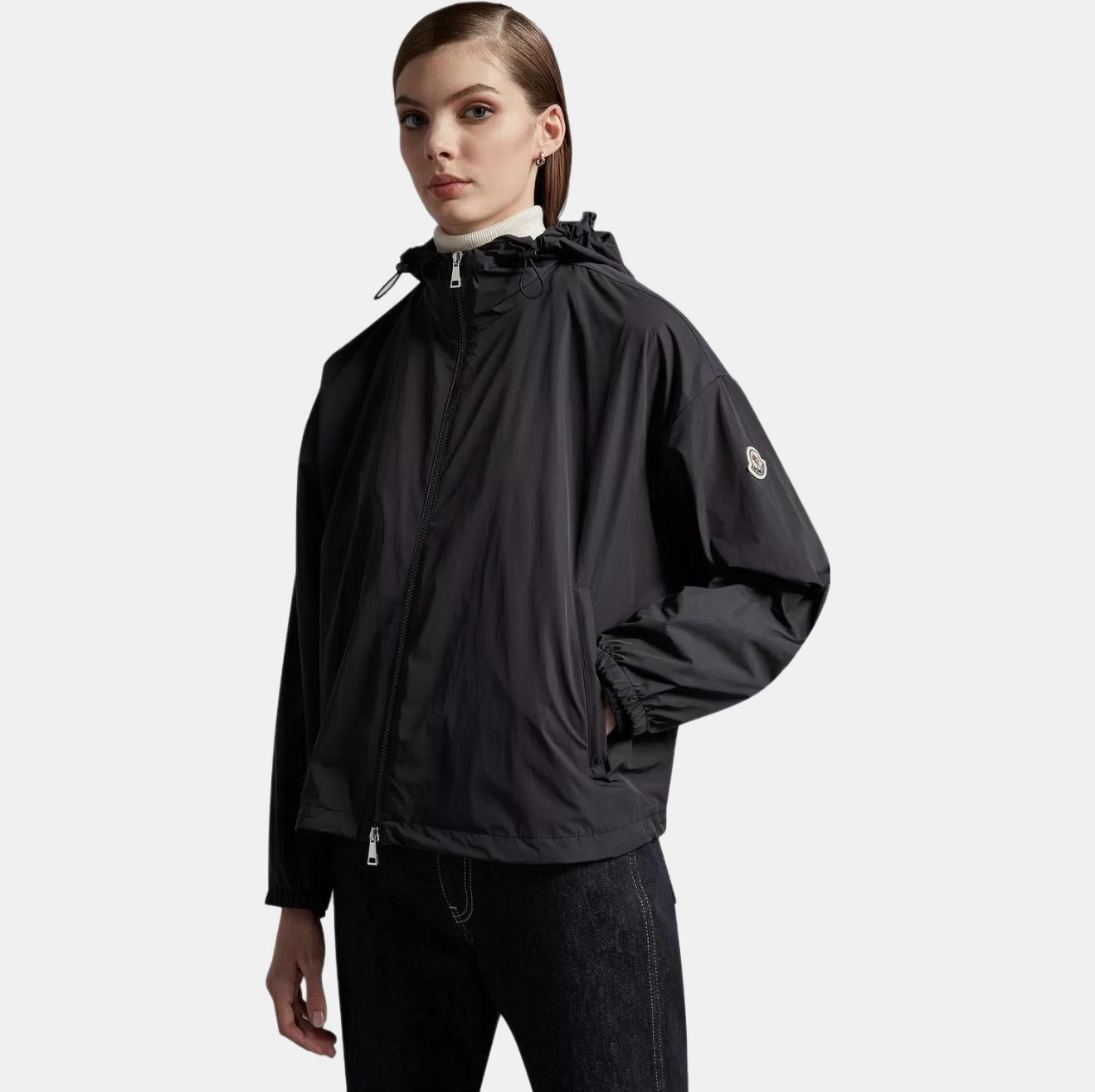 未使用 MONCLER Tyx黑色徽标拉链冲锋衣4码