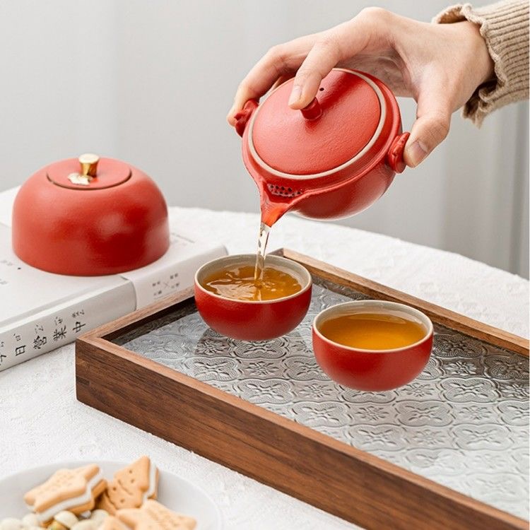 LX603一壶二杯带茶叶罐户外便携式家用旅行茶具