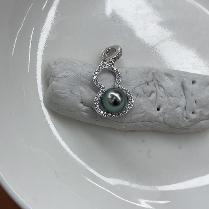 银S925镶嵌吊坠(赠链)海水珍珠Keshi