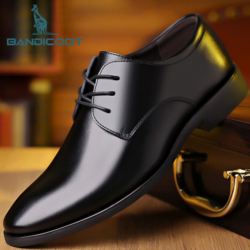 BANDICOOT休闲皮鞋男士真皮软底简约商务英伦风系带雅致韩版潮