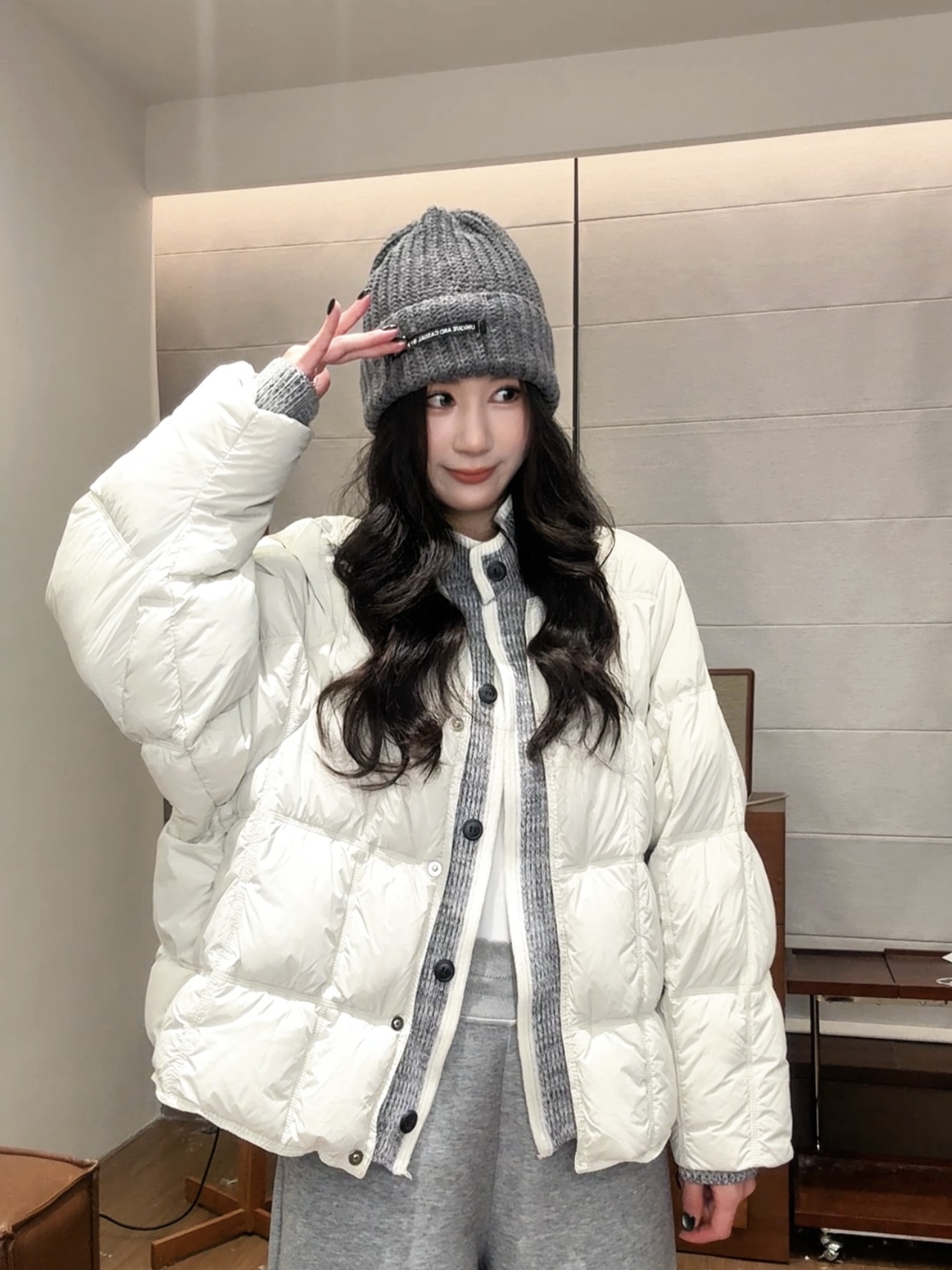 2025新款冬季潮流百搭针织拼接假两件立领棉服