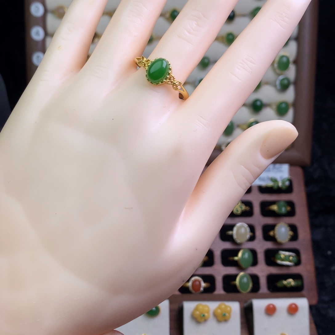 和田玉银S925镶嵌戒指