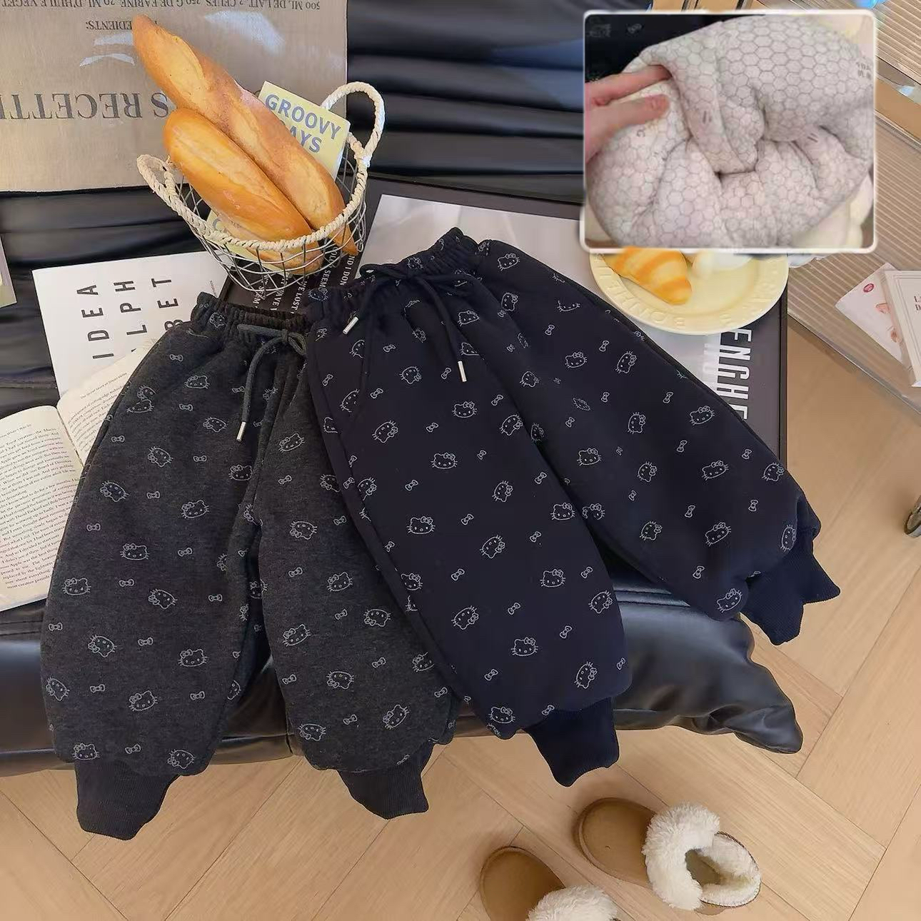 【四层加厚 温变内里】儿童一条过冬加厚保暖猫咪印花棉裤-350