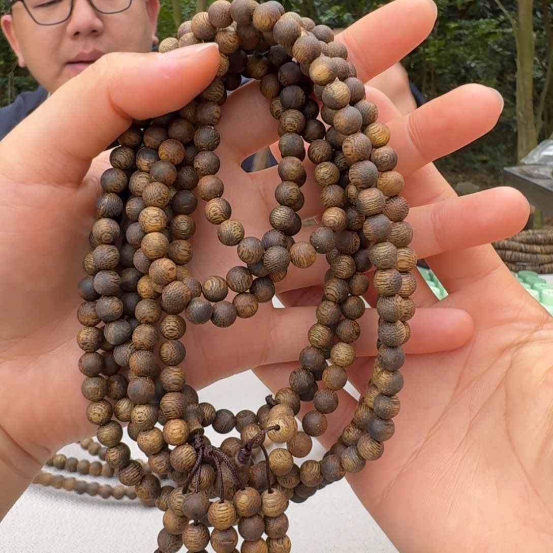 沉香手串乌身圆叶多圈0.6多样性发一
