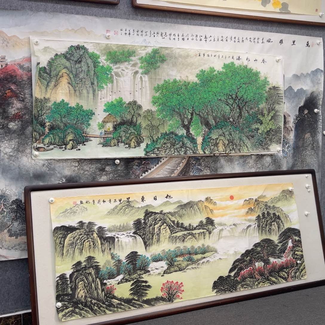 国画云****6六尺春山飞瀑画框