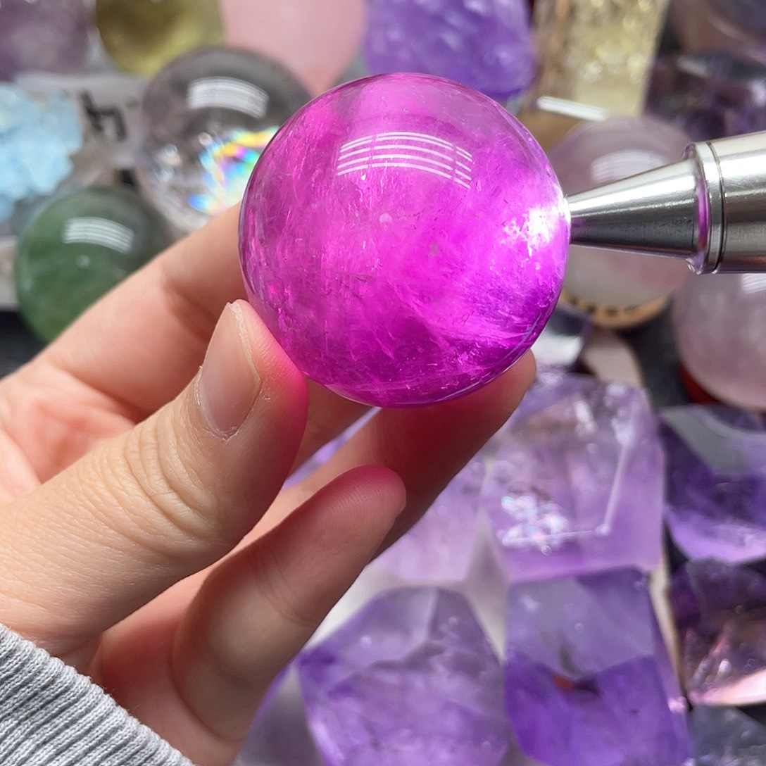 珠宝半成品未镶嵌水晶34(紫色莹石4cm)