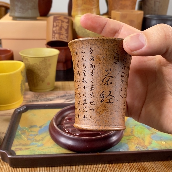 紫砂茶杯茶镜主人杯