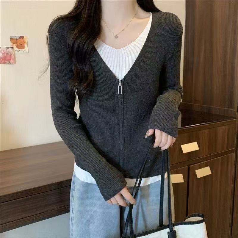 （109-299）栎女子设计干内搭开衫针织衫长袖上衣直播链接