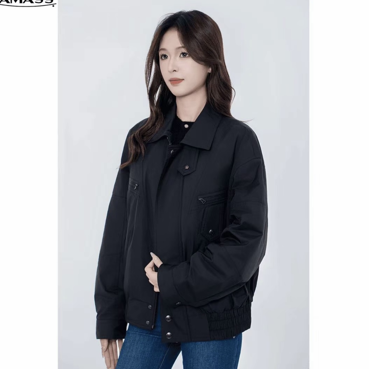 阿玛施AMASS新款5400911时尚潮流百搭复古工装风宽松夹克棉服外套