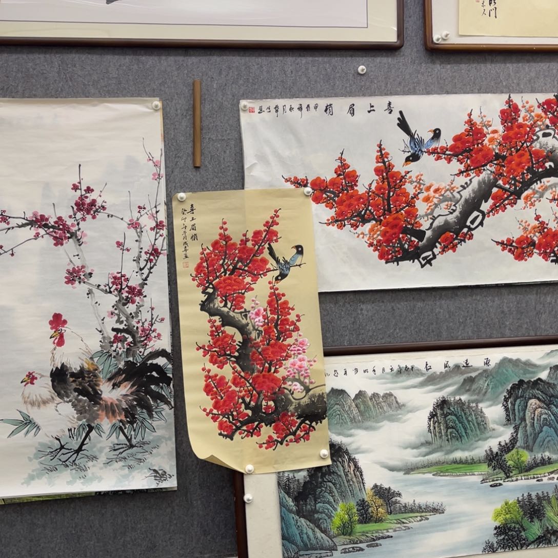 国画三尺喜上眉梢卷轴