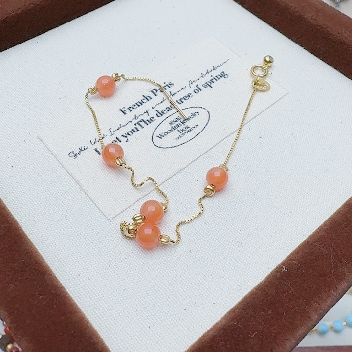 南红玛瑙手链银S925镶嵌手链A106