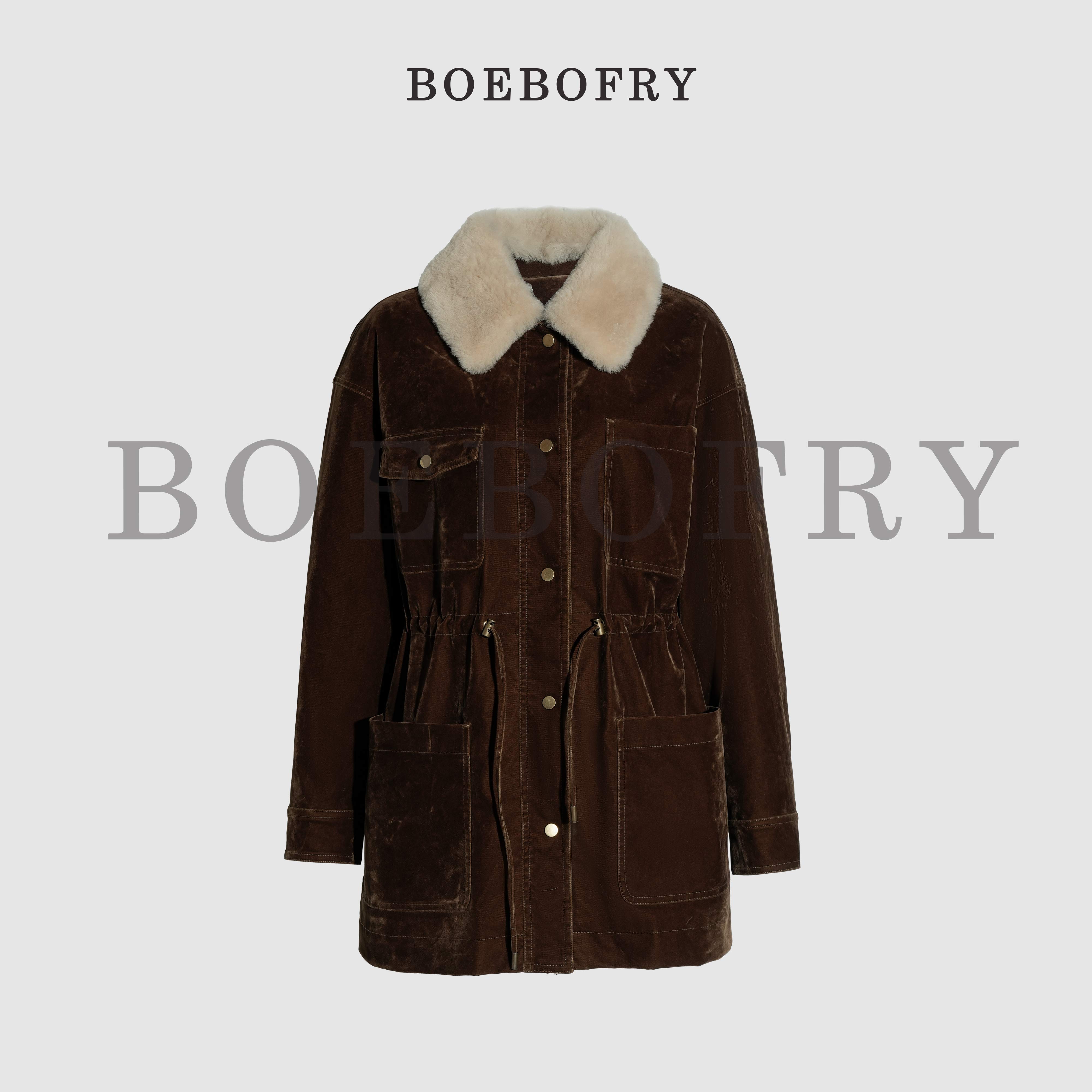 BOEBOFRY<流光逸致>冬季百搭加厚短款可拆卸派克鹅绒服BE4F1063下