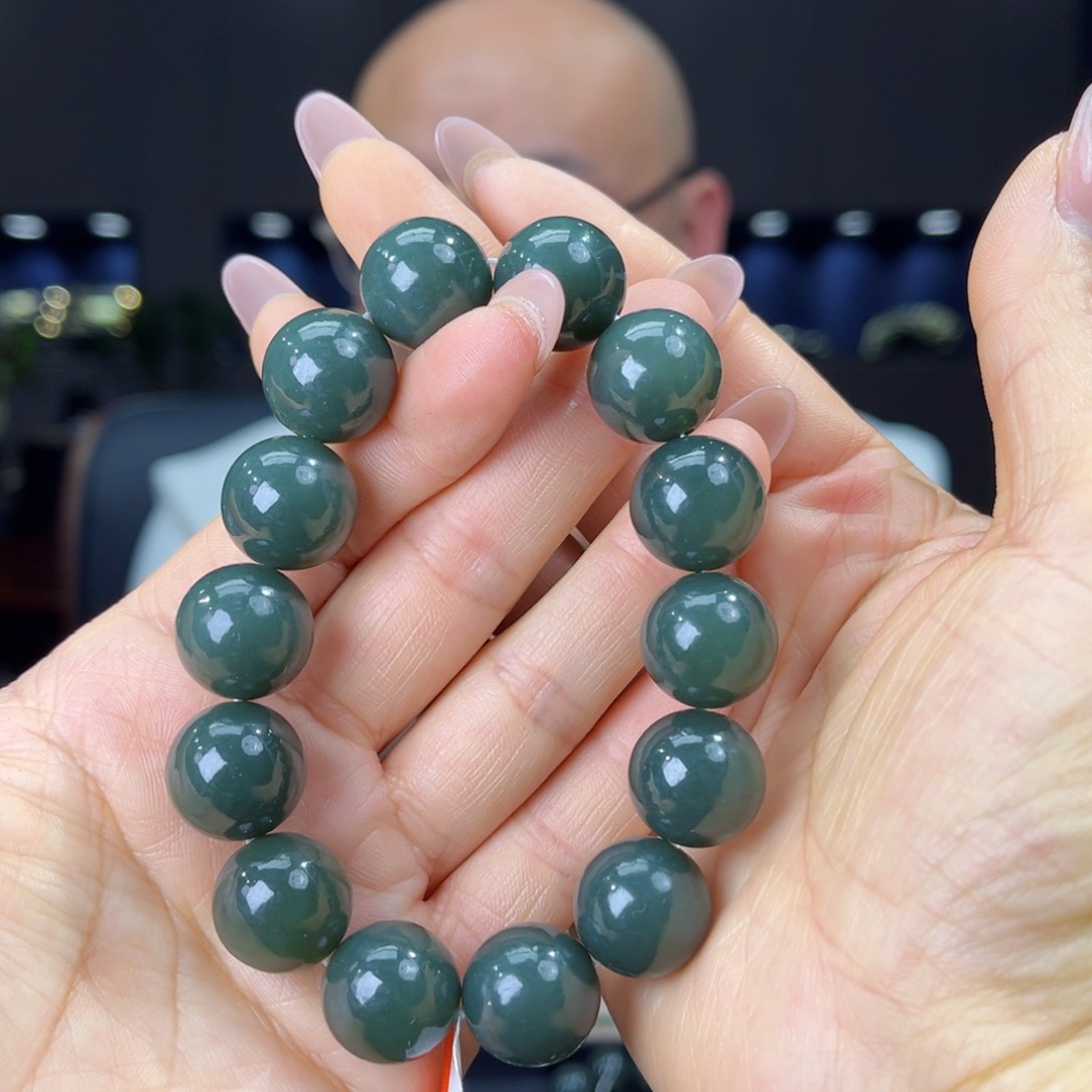 未镶嵌手串和田玉天然和田玉新疆且末蓝料16