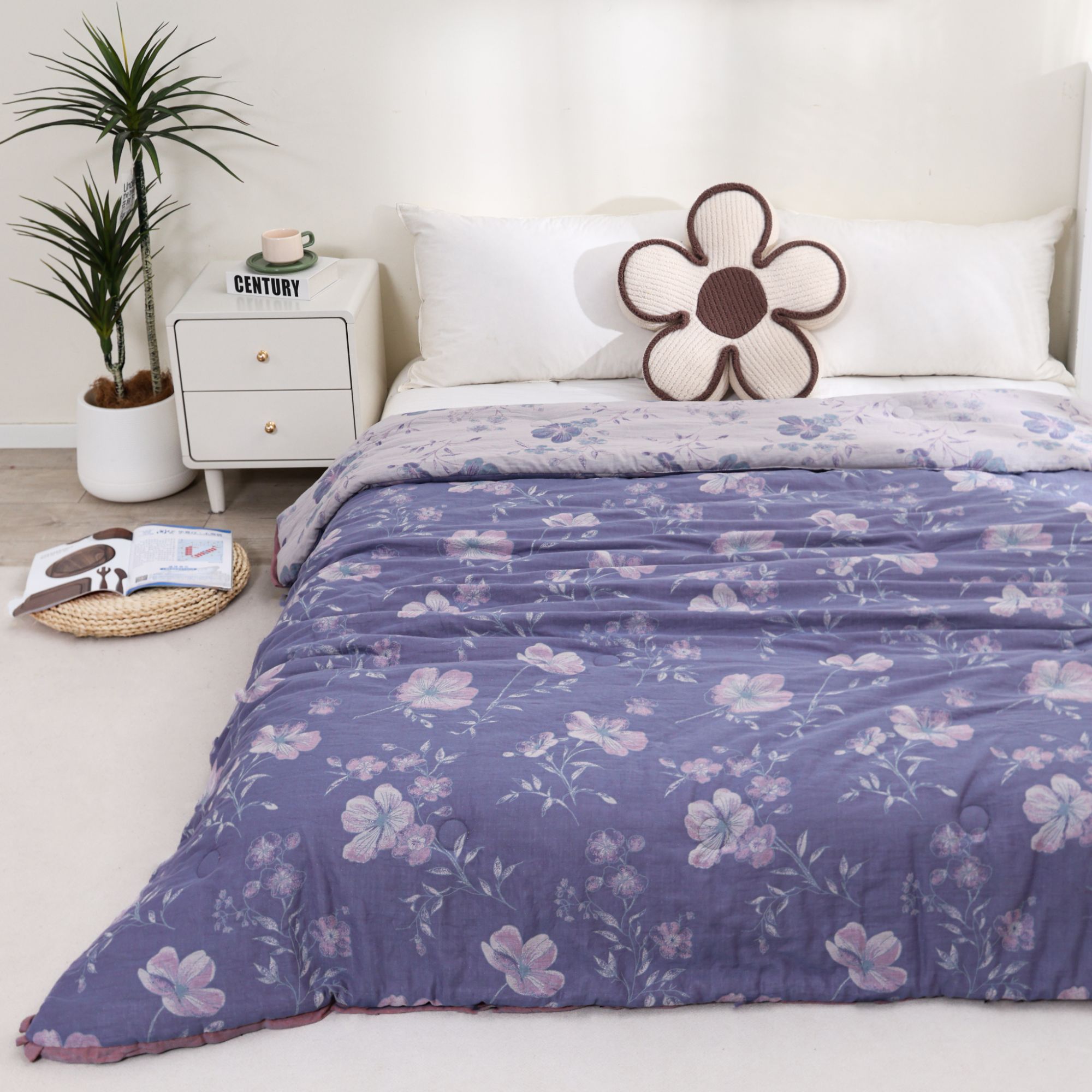 【格桑花】 200*230cm双人被冬被多功能双层纱绗缝精梳