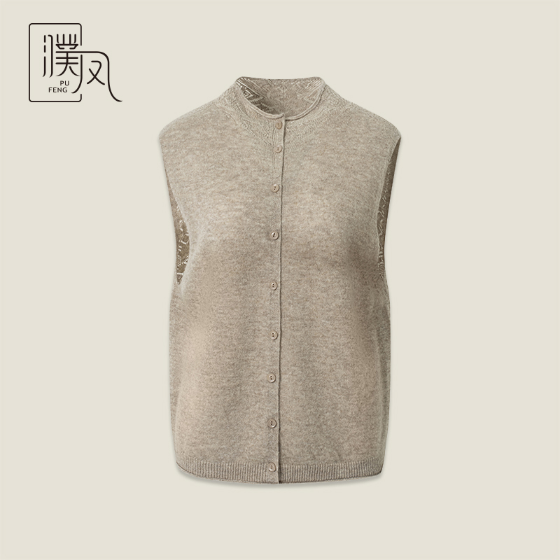 女士羊毛单排扣马甲毛针织衫无袖1340