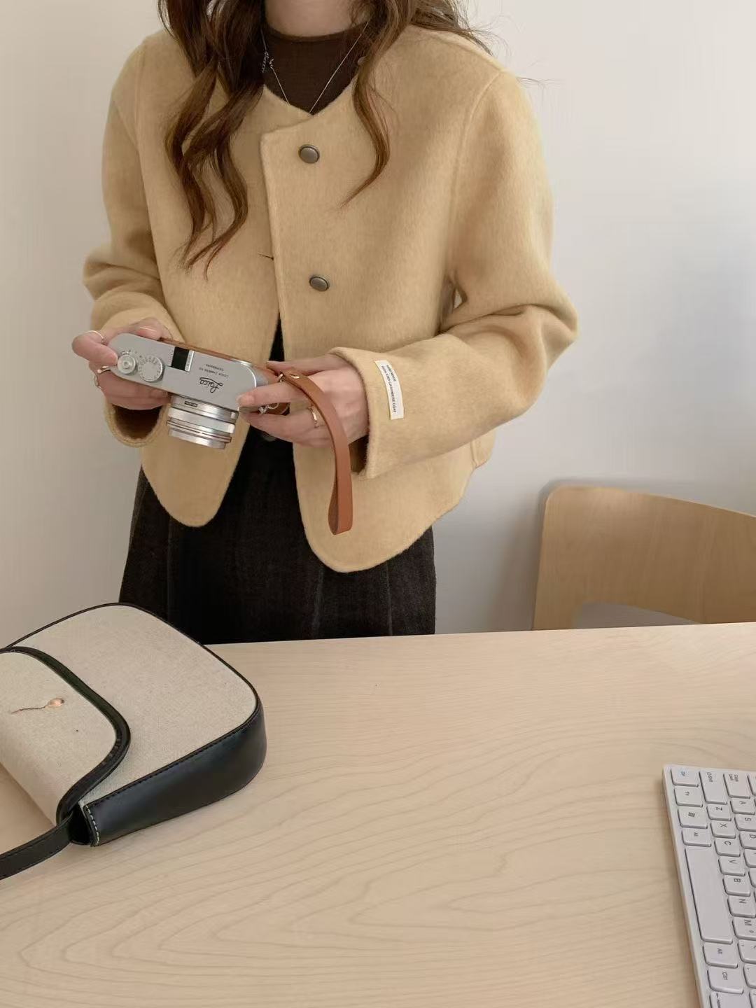 七言家  芝士黄毛呢外套