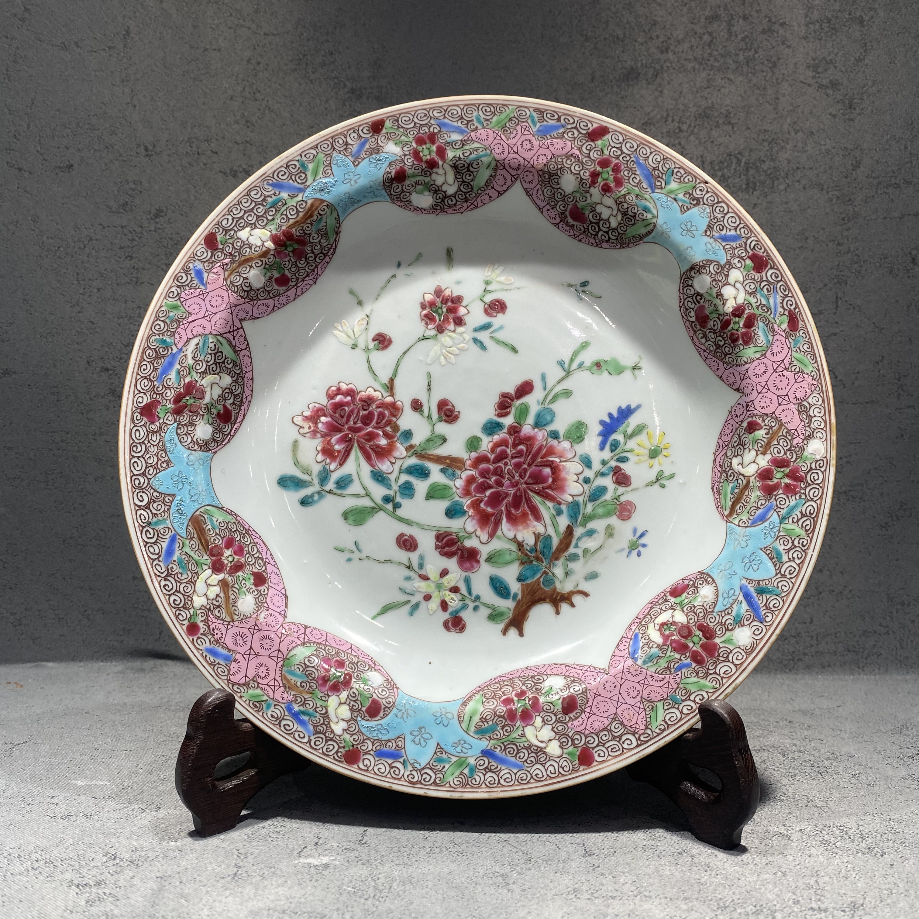 粉彩花卉四君子盘