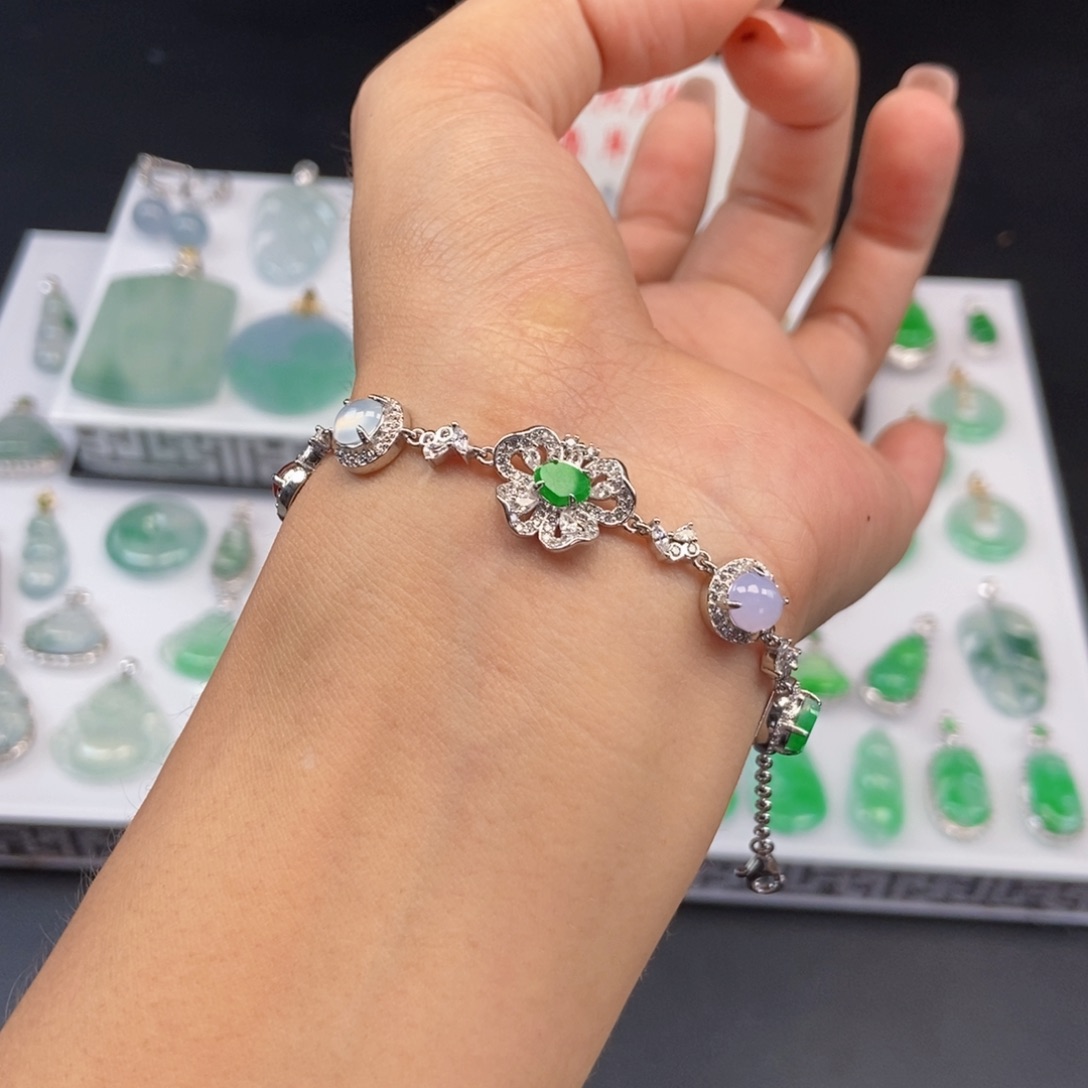 银S925镶嵌手链翡翠