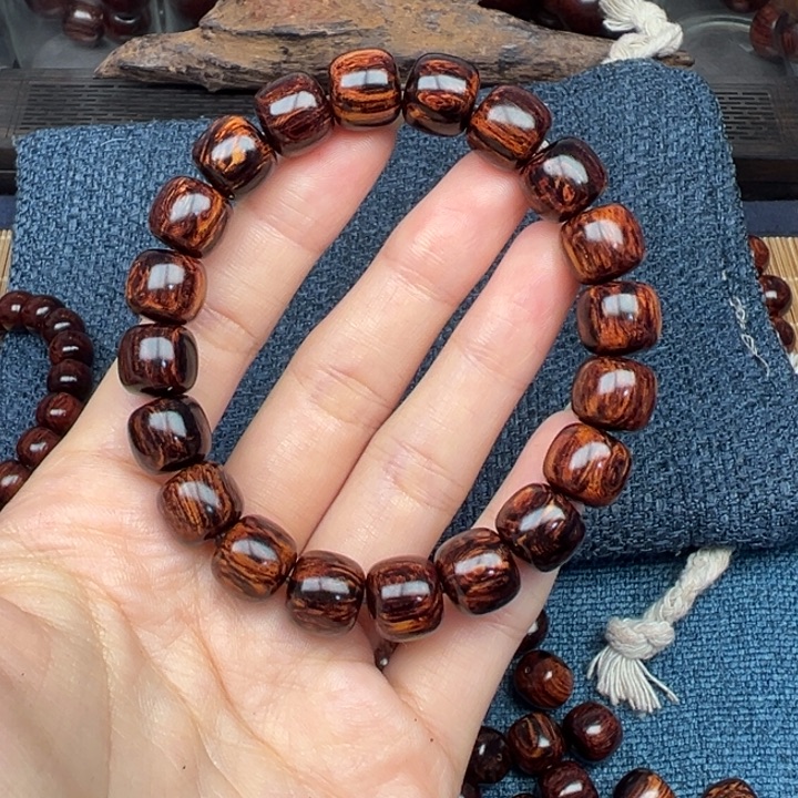 木海南红降花梨公树心油爆满妖纹1011老型单圈