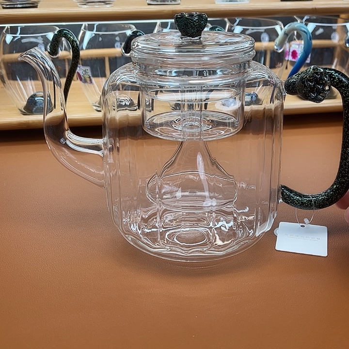 清***高硼硅玻璃手柄款莲君壶