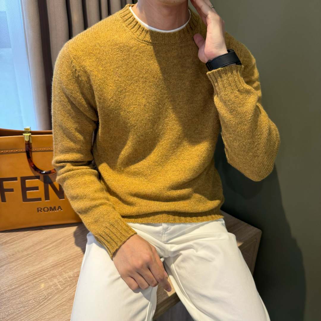 WUSHE物社【100%澳洲羊毛】男士轻奢时尚彩点羊毛衫秋冬百搭针织衫