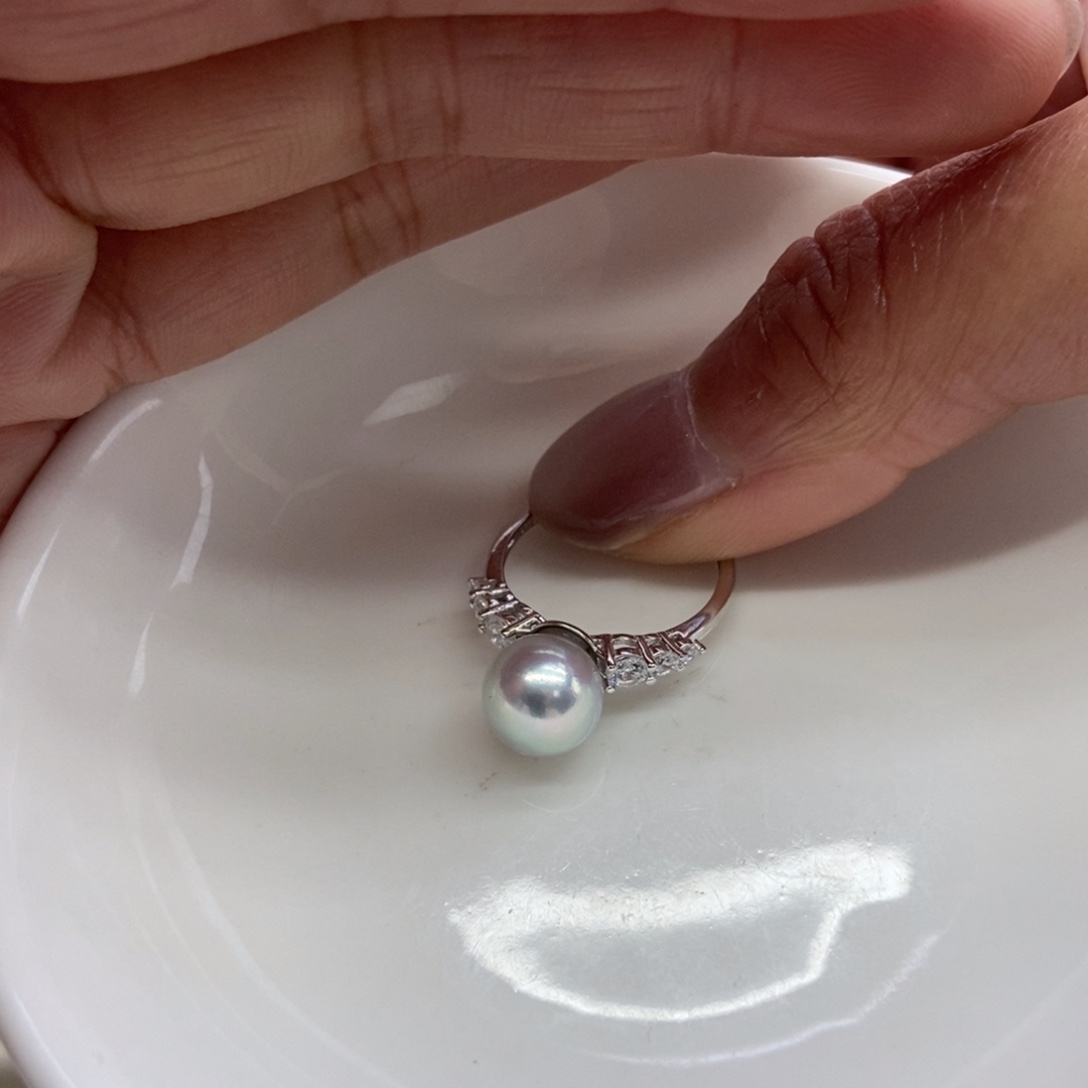 海水珍珠戒指银S925镶嵌