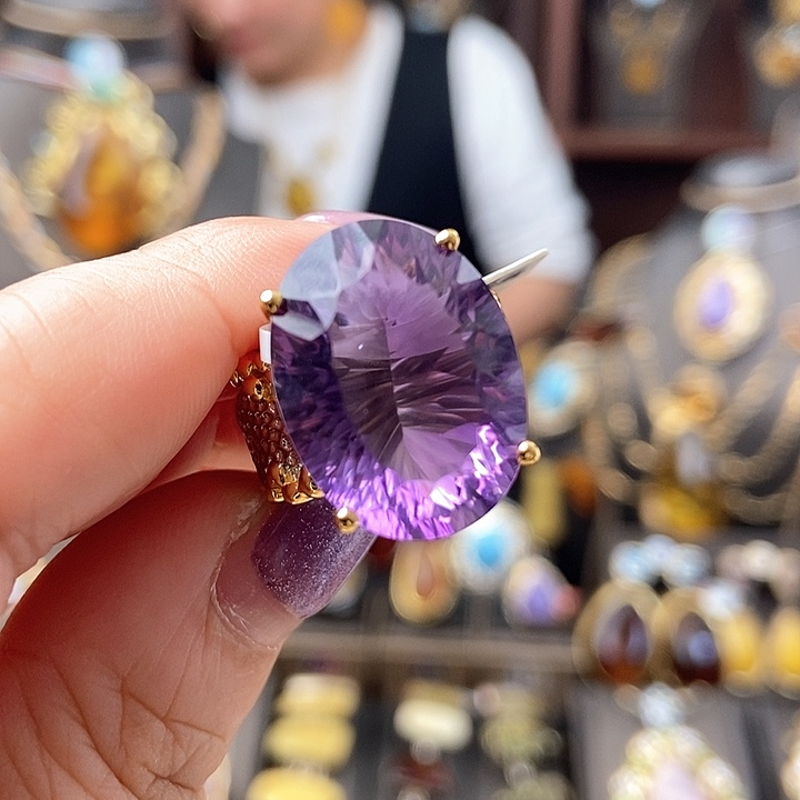 水晶戒指银S925镶嵌戒指