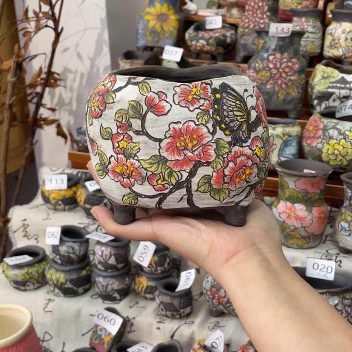 www柴烧复古多肉花盆