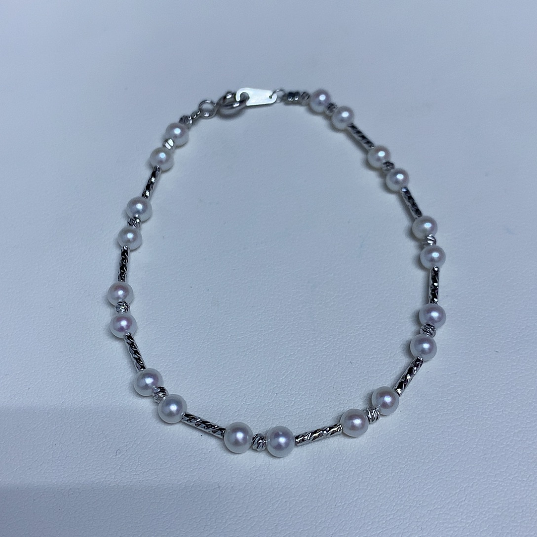 手链银S925镶嵌淡水珍珠4-5