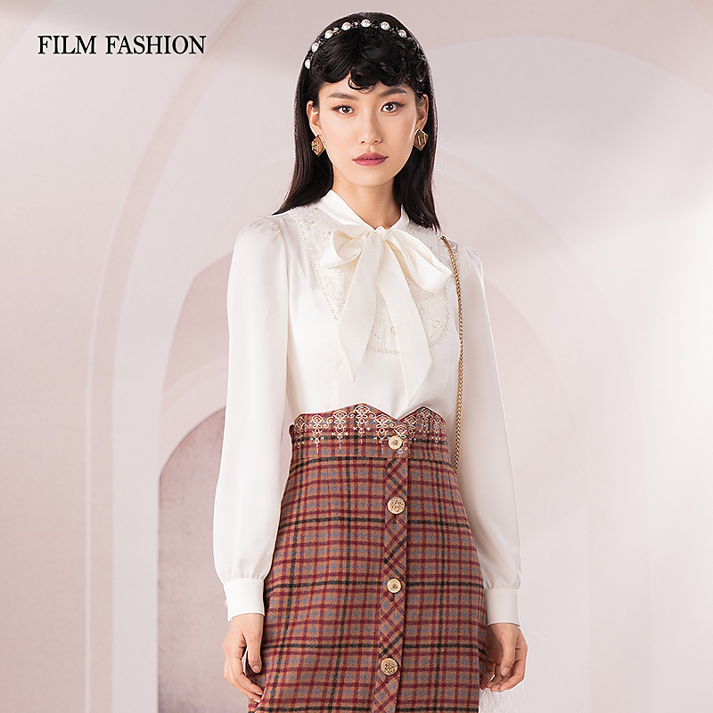 【芊芊专属】飘带衬衫上衣衬衣气质休闲时尚女FEJS141617