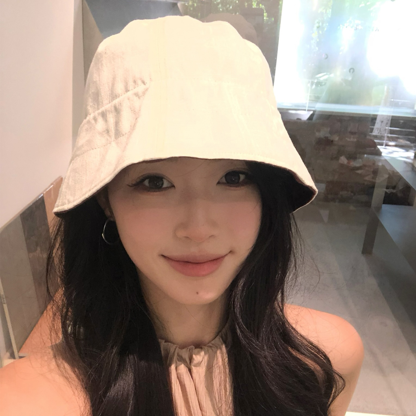 【猫仔kitten】天然亚麻帽子双面可戴渔夫帽显脸小透气防晒帽盆帽