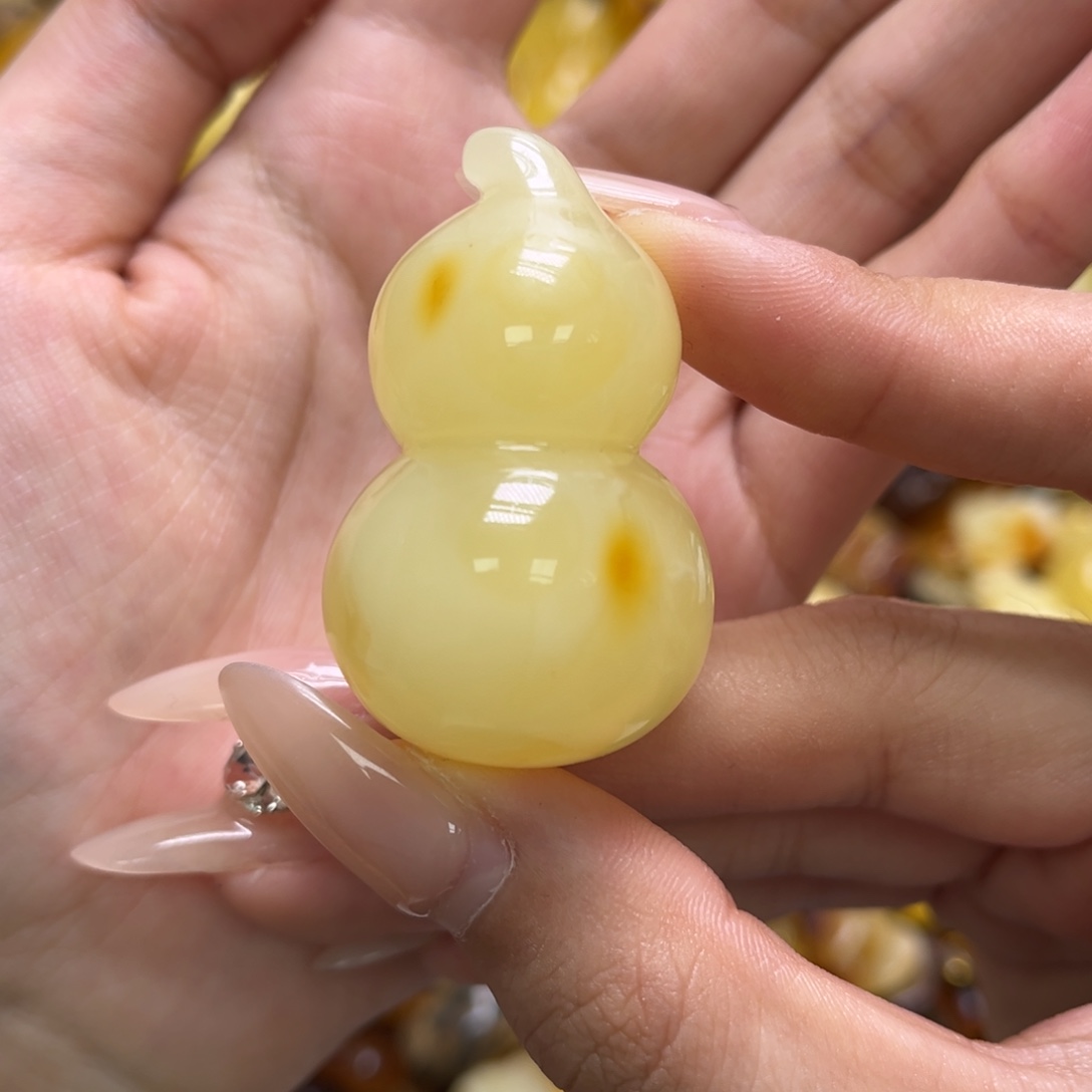 琥珀未镶嵌裸石天然琥珀白蜜葫芦