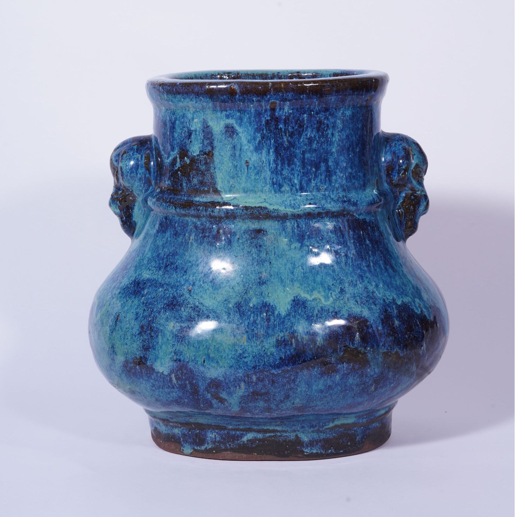 LOT715 民国 宜钧窑变釉双象耳尊/永乐瓷器