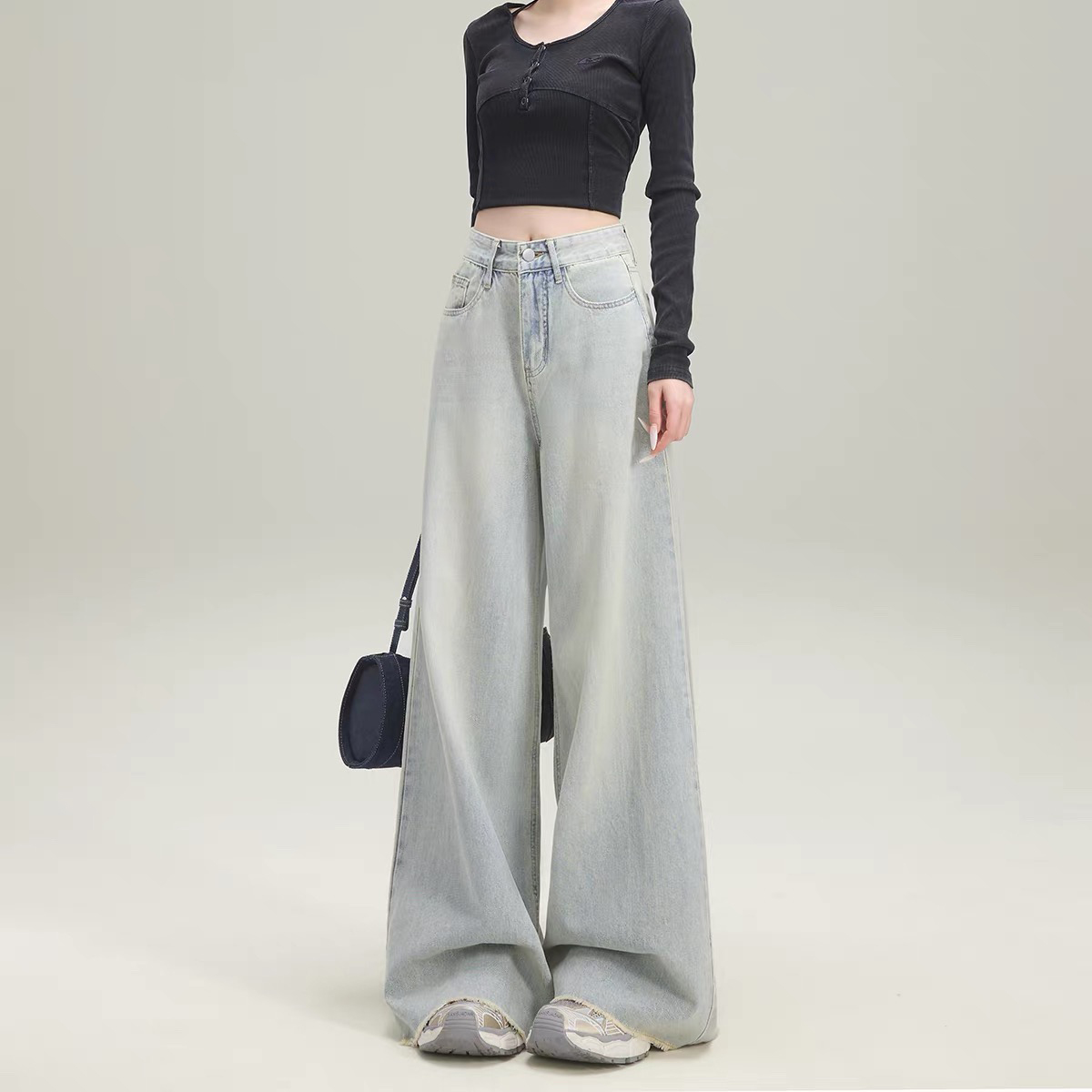 非主图款【粗茶淡饭锦衣玉食】全新阔腿设计感牛仔裤部分默认微瑕