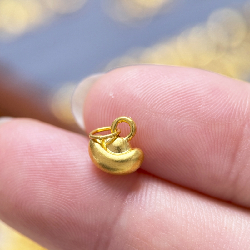 【金哆哆】足金999元宝小提溜小滴溜黄金手绳手串配件