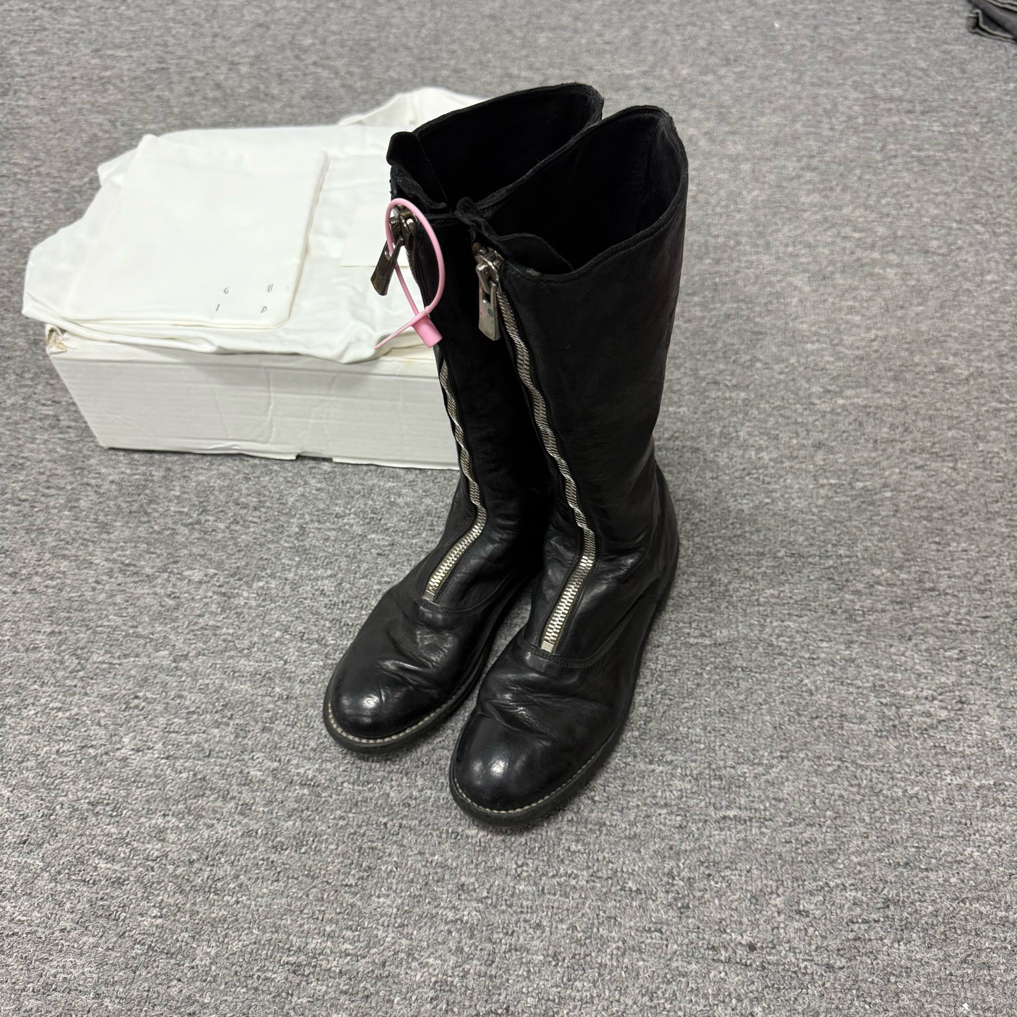 99新 AMIPARIS guidi 做旧黑色高筒靴37.5码