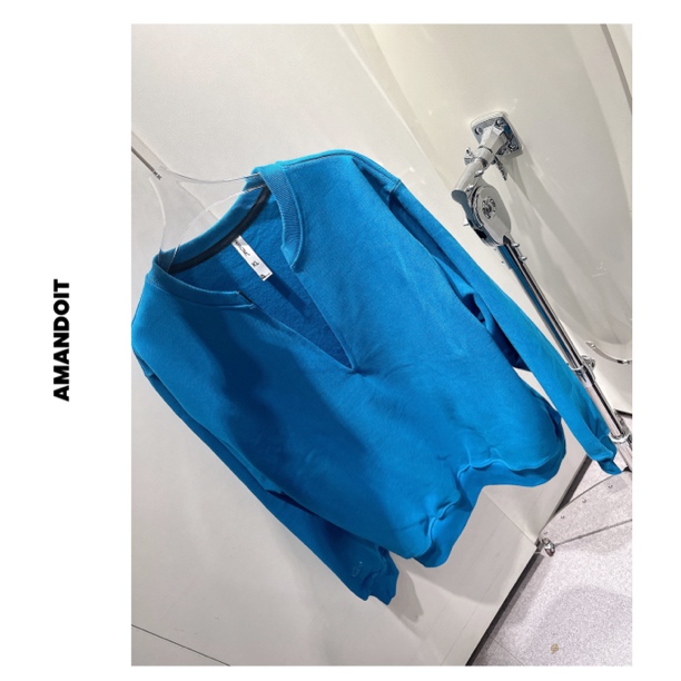 4538丨V领立裁宽松加绒套头卫衣